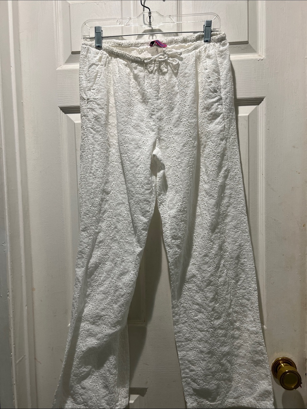 Edikted White Eyelet Drawstring Beach Pants